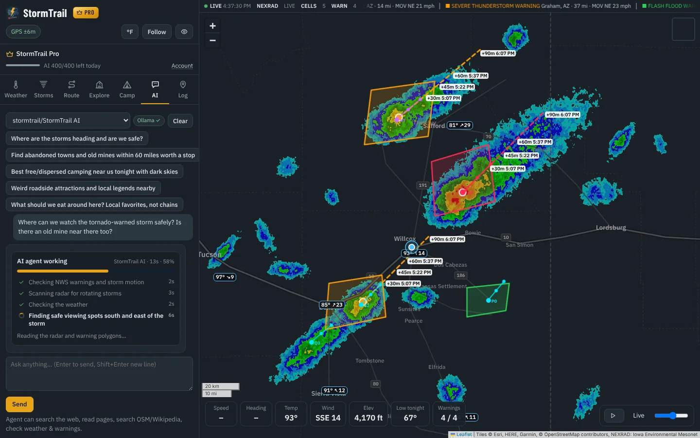 StormTrail app: AI co-pilot
