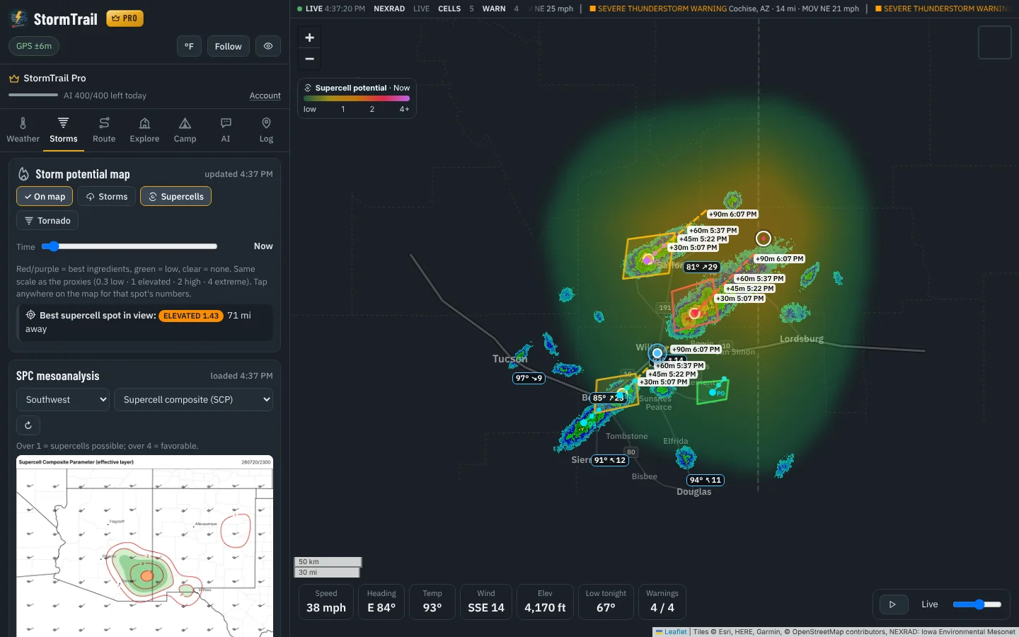 StormTrail app: Storm setup and SPC